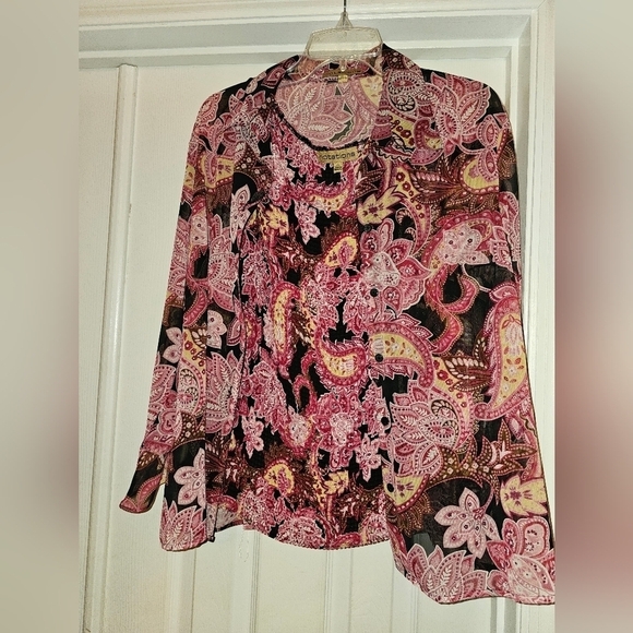 NEW NOTATIONS 2 PIECE BUTTON DOWN SHIRT AND MATCHING TANK TOP Shirt Plus Size XL - Picture 1 of 10